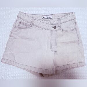 Zara Women's Light Beige Denim Skort